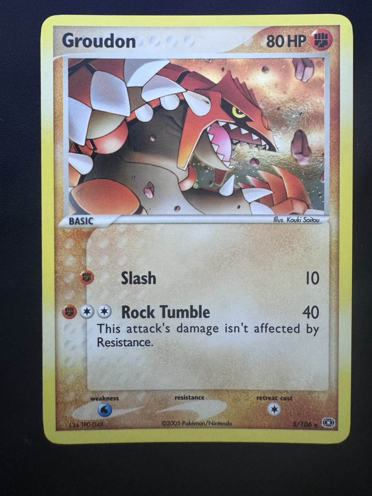 Pokemon Card English Rare Holo Groudon 5/106 Ex Emerald Vintage Nm