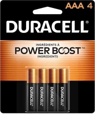 Duracell Coppertop AAA Batteries 4-Pack with Power Boost for Home Devices