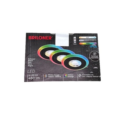 Briloner 3er Einbaustrahler CCT RGB LED 5W 3x 460lm Dim Fernbedienung Ø84mm IP44
