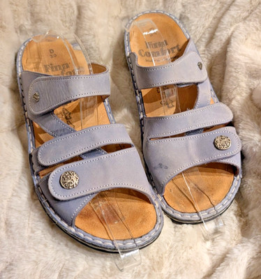 Finn Comfort Womens Leather Sandals Size 39D 8.5 Blue Hook Loop Germany Comfort