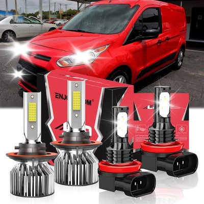 For Ford Transit Connect 2010-2013 LED Headlight High/Low Beam+Fog Light Bulb