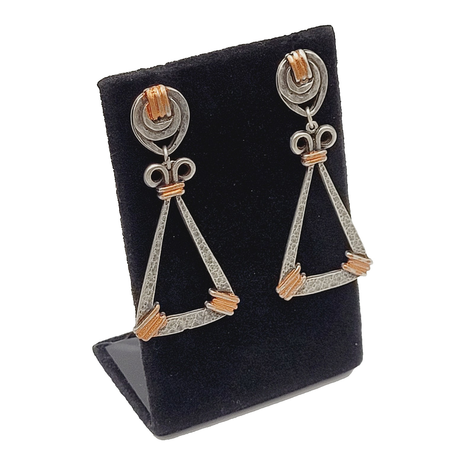 Triangle Shape Geometric Hammered Dimpled Copper … - image 3