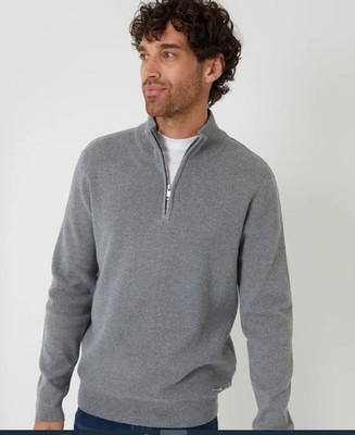 THREADBARE 1/4 Zip Hazelbank Jumper in Grey Twist   (ccn73)