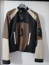 Giacca giubbino uomo Daniele Alessandrini in pelle marrone taglia 48