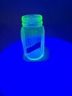 Anchor Hocking Uranium Vaseline Depression Glass Ribbed Spice Jar No Lid Vtg