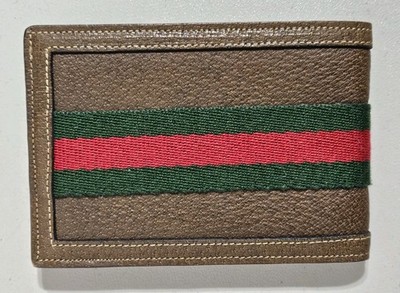 Vintage 1980's Gucci Ophidia Green & Red Stripe Brown Leather