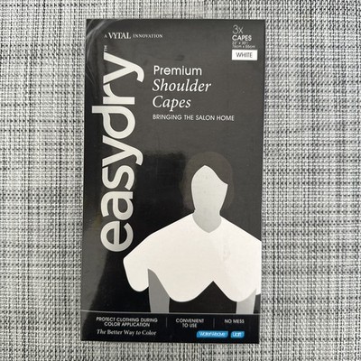 New easydry 3pc White Premium Shoulder Capes 22''x 30'' for In-Home Hair Coloring