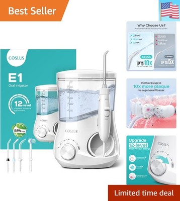 Professional Electric Water Flosser with 600ml Tank & Adjustable Modes - White