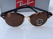 New Ray-Ban RB4246 1160 CLUBROUND Brown Havana Sunglasses 51mm