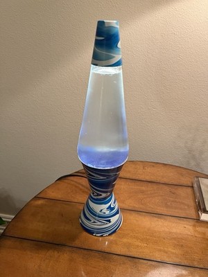 Vintage 1990s Original LAVA Lite Blue White Psychedelic Swirl Lava