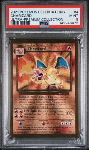 2021 Pokemon Celebrations 25th ANNIVERSARY Charizard Gold Metal #4 PSA 9 MINT