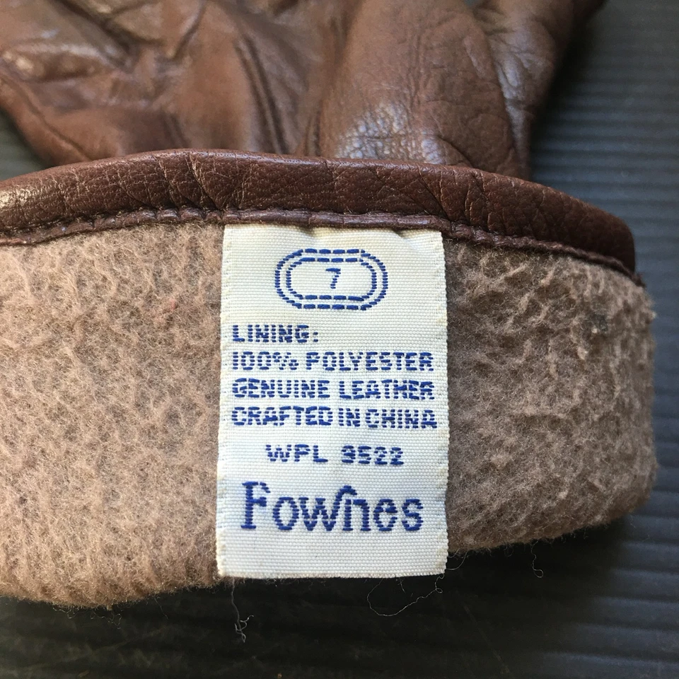 Винтажные перчатки для вождения 1990-х Fownes натуральная кожа коричневые тонкая подкладка размер 7 - Изображение 3 из 4