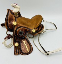 Vintage Genuine Leather Handmade Miniature Horse Saddle and Lasso Columbia