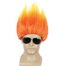 Short Orange Wig Spiky Anime Flame Halloween Cosplay Wig Men Women Same Day