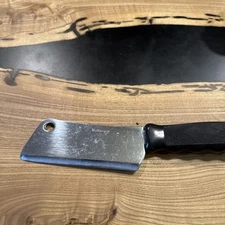 VINTAGE CATTARAUGUS SMALL CLEAVER W/BLACK HARD RUBBER GRIP 