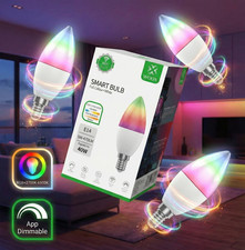 Smart E14 Candle Light Bulbs 3 Pack, WiFi Colour Changing, Alexa Compatible Woox