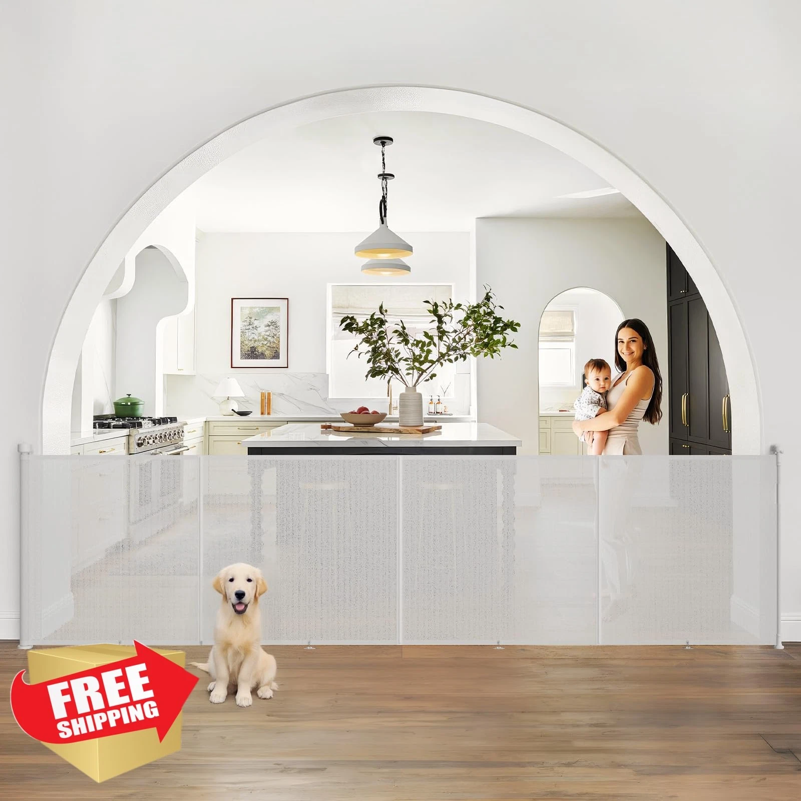 Cylrod Retractable Baby Gate White 200" W x 42" H