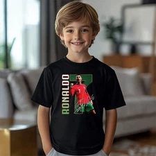 Youth Ronaldo #7 Soccer Tee Cristiano Ronaldo Fan Shirt CR7 Kids Jersey Gift