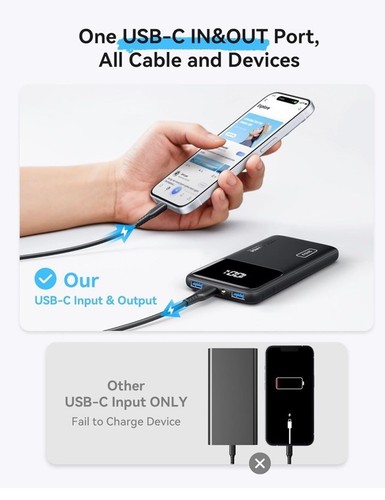 INIU 22.5W Power Bank, 10000Mah Slim USB C Portable Charger Fast Charging PD3.0 - Photo 4 sur 9