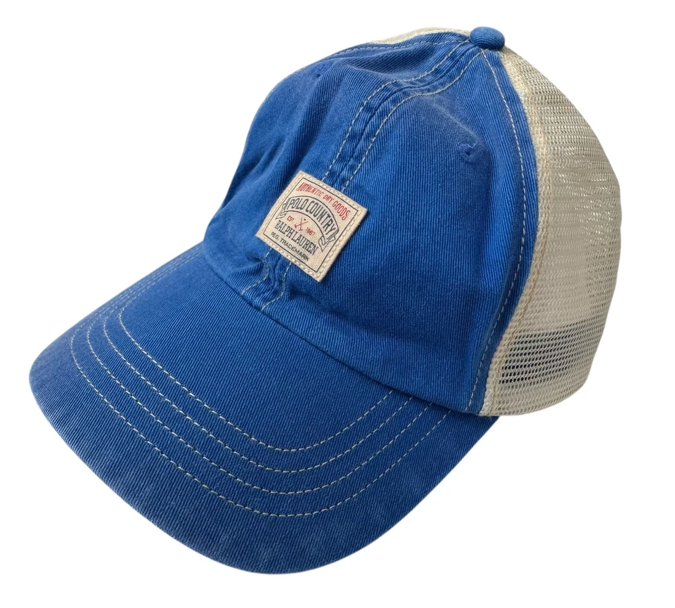 Nuevo Polo Country Ralph Lauren Azul Sarga Camionero Sombrero Malla Algodón Gorra de Pelota Foto 3 de 4