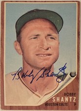 1962 TOPPS Bobby Shantz Auto Card #177 Houston Colts Vintage Baseball Signed MLB