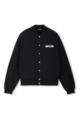 Men's Black Jacquemus Gros Grain Patch Logo Sweat Button Down Cardigan £360