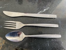 United Airlines Vintage Fish Scale Fork Knife & Spoon Flatware