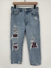 Free People We The Free Patchwork Boyfriend Jeans High Rise Boho Size 28