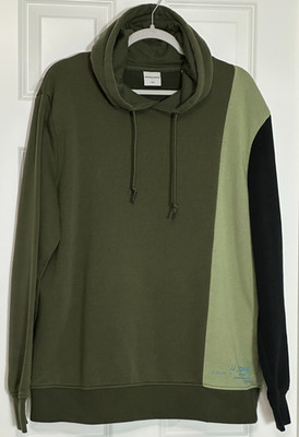 Jack & Jones Core Colorblock Hoodie Men's XL Green Black Fleece Pullover Y2K