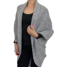 PURE J JILL Gray Marled Sweater Knit COCOON WRAP SHRUG Open Cardigan OS/S/M/L