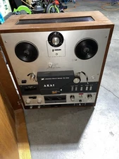 AKAI Cross-Field X-360 Reel to Reel  Recorder Wood Case - powers on