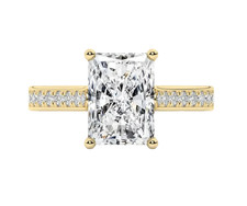 3.10 Carats Radiant Lab Grown Diamond Engagement Wedding Ring In 14k Yellow Gold
