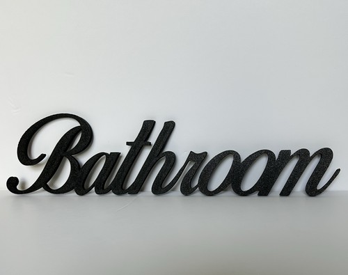 Black Bathroom Wall Sign Door Letters Wall Plaque White Wall New Home Decoration - Picture 8 of 14