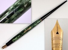 RARE Antique Vtg Wahl Eversharp Green Striated Stripe Desk Top Fountain Pen