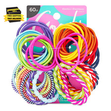 Kids Ouchless Hair Elastics, 60 Ct Assorted Colors, Perfect Stocking Stuffer  H