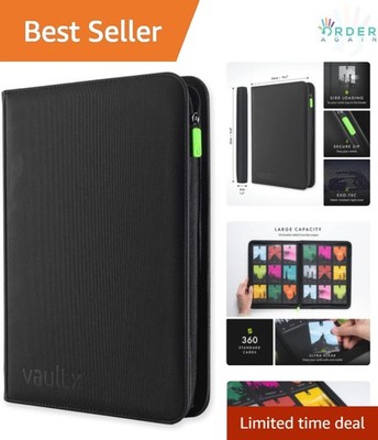 9 Pocket Trading Card Zip Binder with 360 Card Capacity Exo-Tec Black