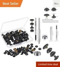 Essential Snap Fasteners Kit: 200 Black 15MM Snaps for Fabric & Leather Crafts