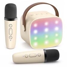YLL Mini Karaoke Machine with 2 Wireless Microphones for Kids Adults, Portabl...