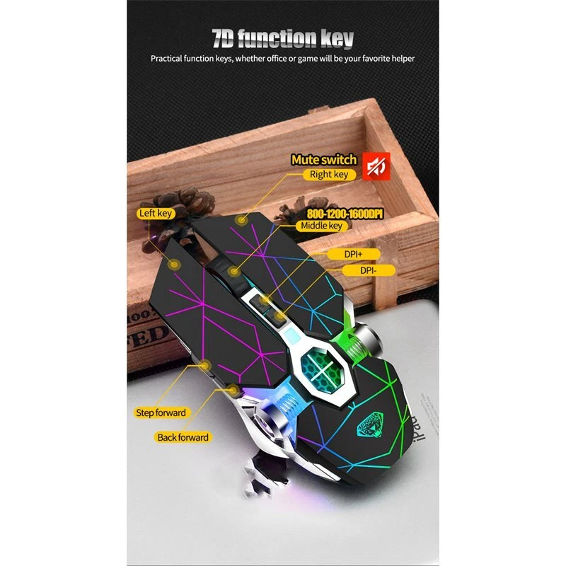 Gaming Mouse Multi-Colour Rechargeable Wireless Silent For Laptop Backlit - Image 4 of 4