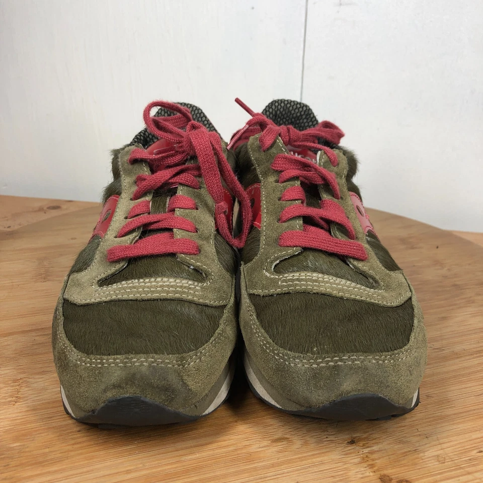 Saucony Zapatos Mujer 7 Jazz Triple Cuña Tenis Pelo de becerro Verde Marrón Informal Foto 3 de 4