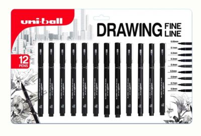 Uni Pin Feinzeichenstift 12er-Pack - 0,05, 0,1, 0,2, 0,3, 0,4, 0,5, 0,6, 0,7, 0,8