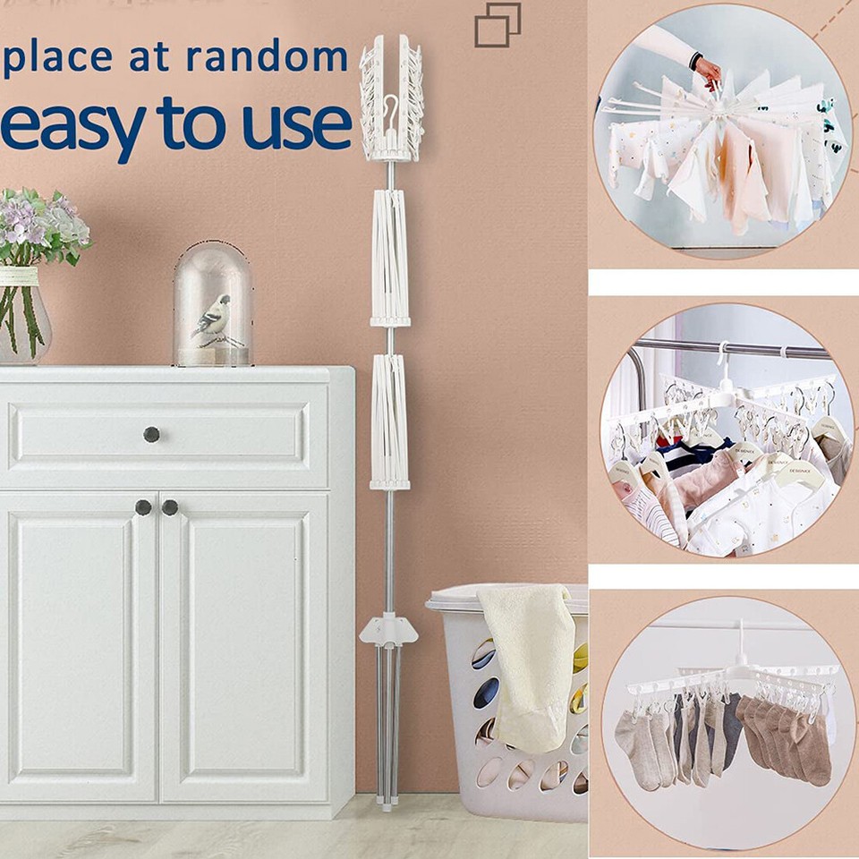 3-Tier Rotation Clothes Drying Rack Foldable Laundry Hanger Tripod ...