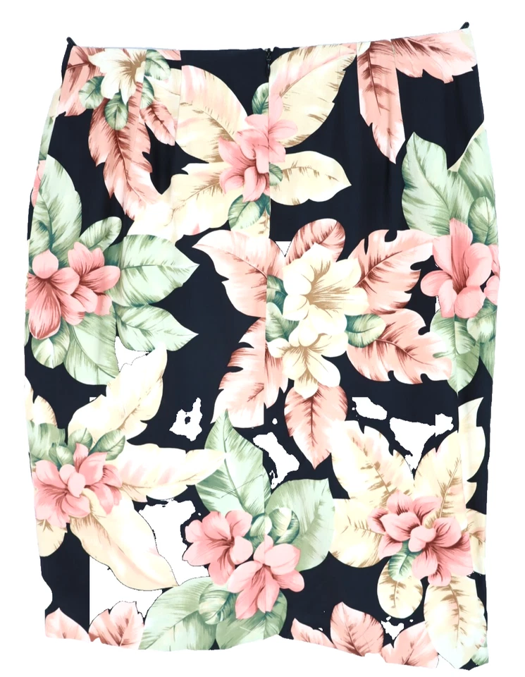 NEW DANA BUCHMAN Women's Silk Pencil Skirt Lined Floral Multicolor Size 14 - Image 2 of 4