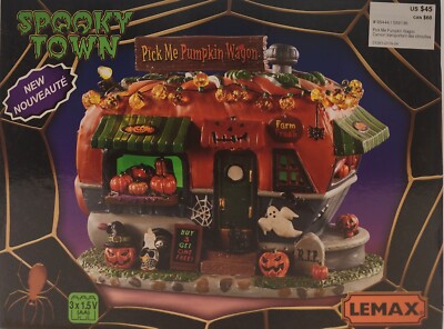 Lemax Spooky Town 2019 Pick Me Pumpkin Wagon Halloween Village 95444 Light Up
