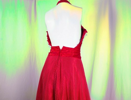 MASQUERADE Red with White Polka Dots Vintage Women Ballroom Gown Dress Size S - Picture 11 of 12