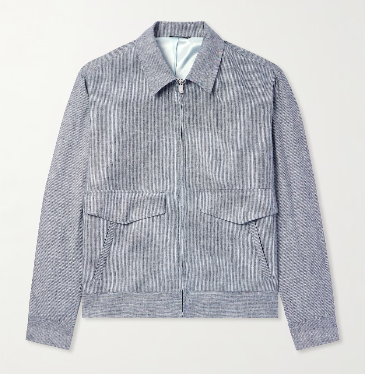 FILA Giacca estiva nuova RICHARD JAMES Savile Row a righe misto lino blu L £695