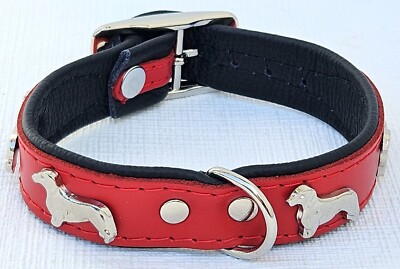 DACKEL* Hundehalsband, LEDER, Halsumfang 23-27 cm, *ROT* NEU | eBay.de