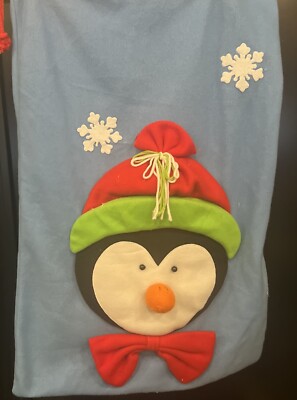 Everstar Merchandise Christmas Gift Bag 28  X 18  Blue Penguin