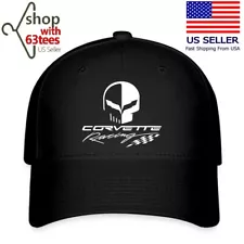 Corvette Racing Skull Baseball Cap Hat Size Adjustable S/M & L/XL