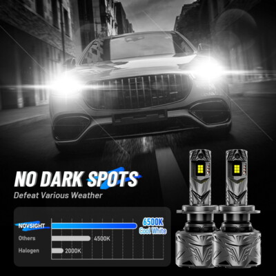 2X NOVSIGHT H7 LED Headlight Bulbs High Beam 6000K Cool White Bulbs Bright Lamp